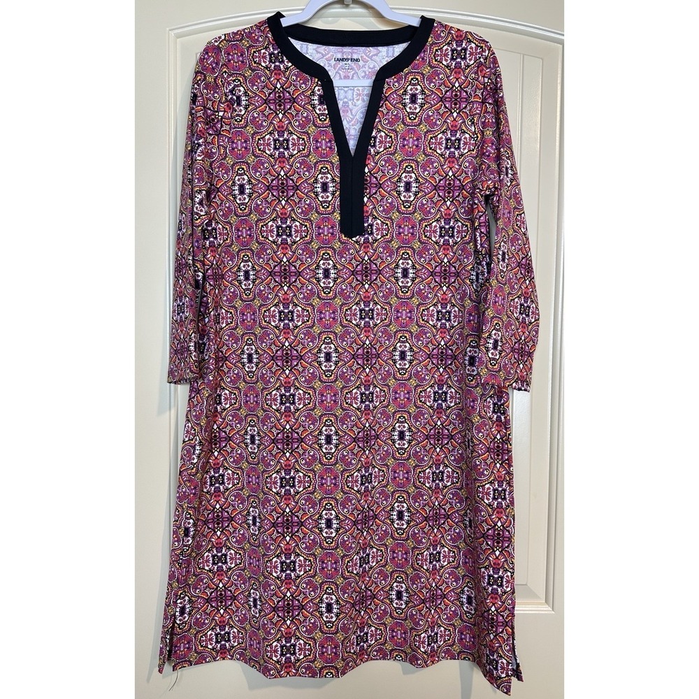 Land's End M L Women's Swim Cover Up‎ Dress Stretch Swim Beach Vacation Cruise